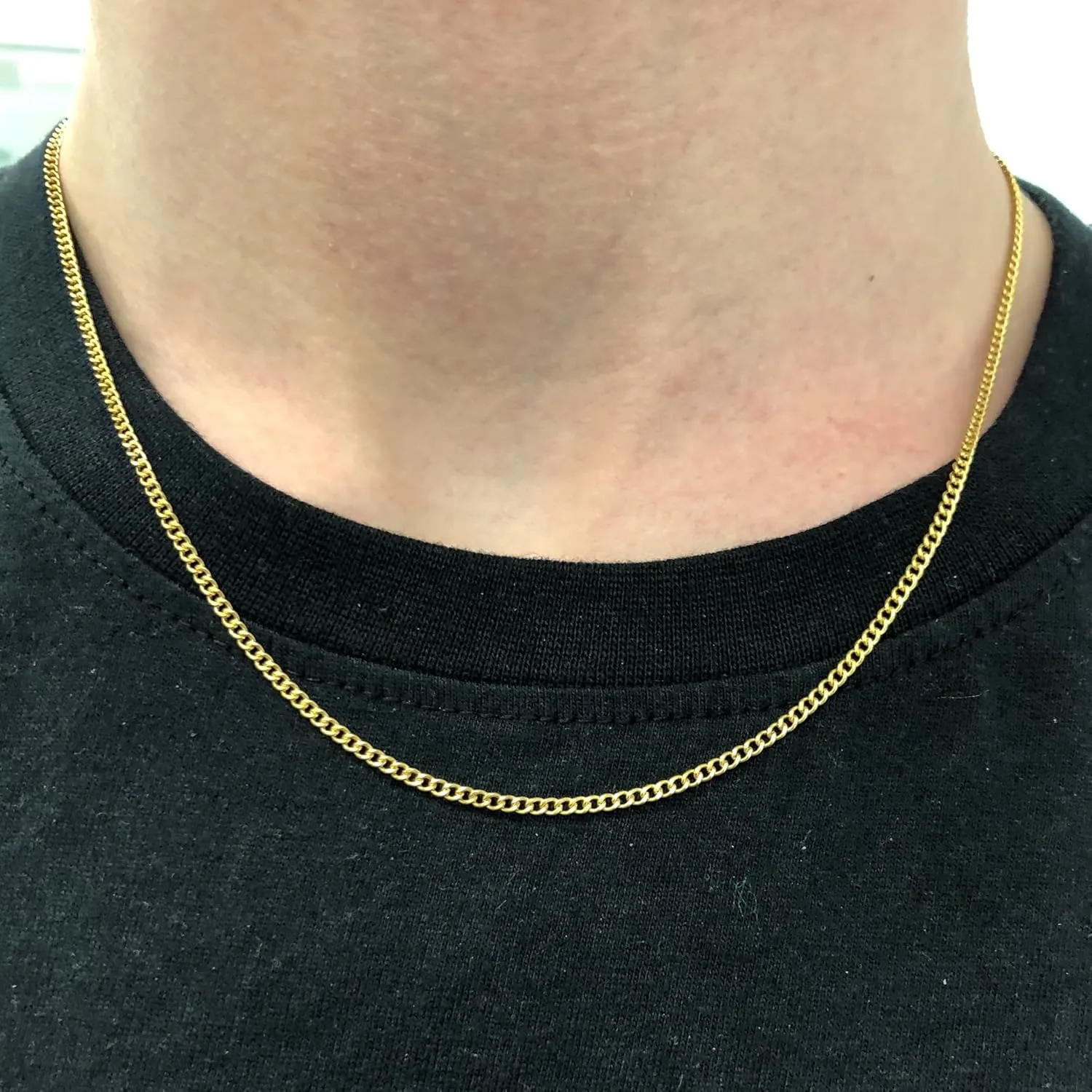 Real Genuine Solid 1/20 14K Yellow Gold Cuban Link Chain Necklace 2 mm 20 Inch for Men and Women Golds