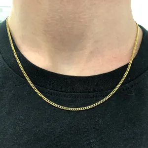 Real Genuine Solid 1/20 14K Yellow Gold Cuban Link Chain Necklace 2 mm 20 Inch for Men and Women Golds
