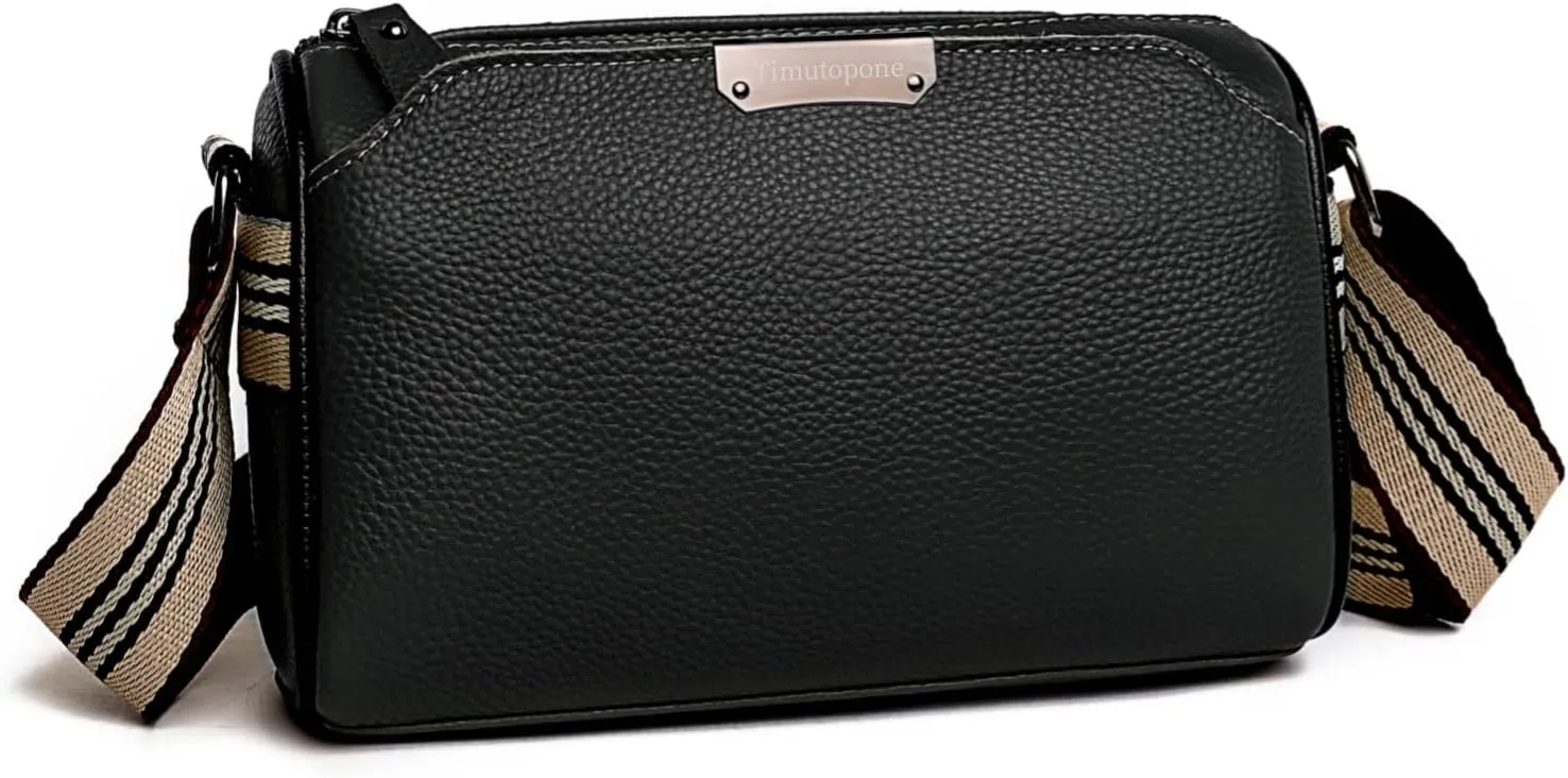 Real Leather Crossbody bags for Women Classic Shoulder Cross Body Purse Luxury Trendy Wide Strap Purses Bag