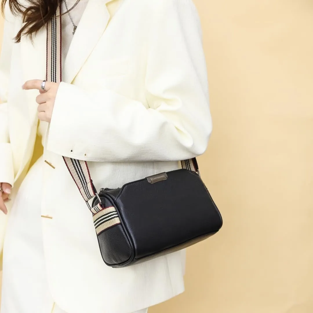 Real Leather Crossbody bags for Women Classic Shoulder Cross Body Purse Luxury Trendy Wide Strap Purses Bag