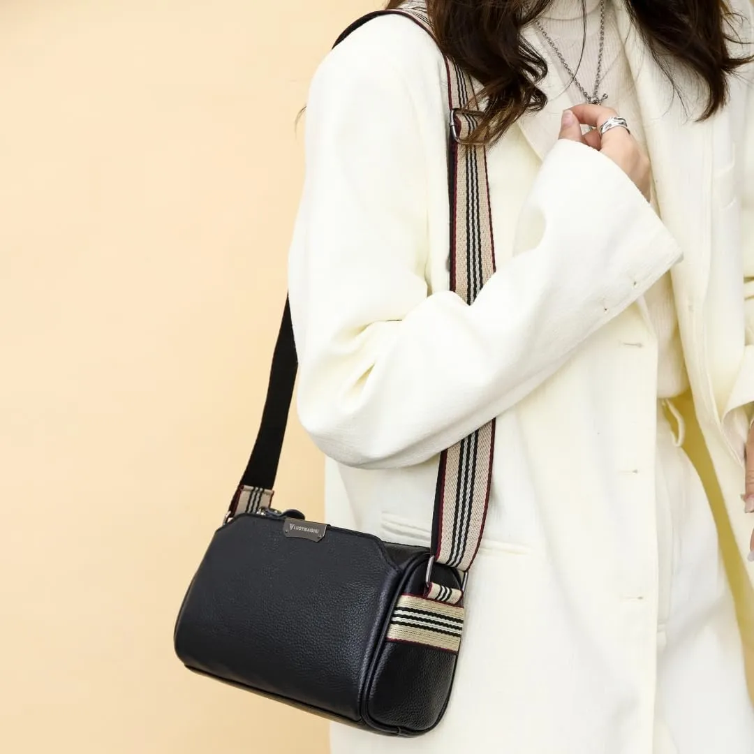 Real Leather Crossbody bags for Women Classic Shoulder Cross Body Purse Luxury Trendy Wide Strap Purses Bag