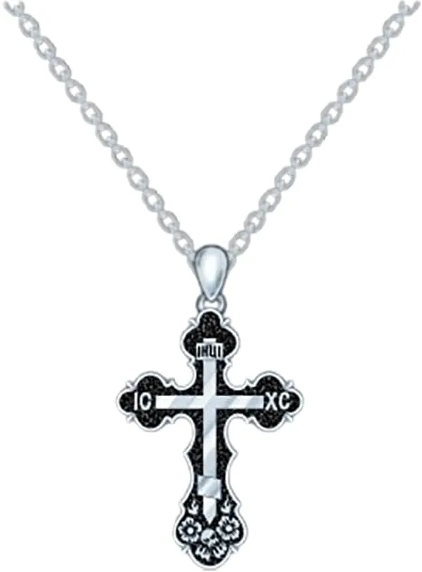 Real Sterling Silver IC XC NIKA Cross Necklace for Women, s925 Silver Retro Eastern Orthodox Cross Necklace Christian Religion Jewelry for Confirmation Baptism Ladies Mom, 18 2"
