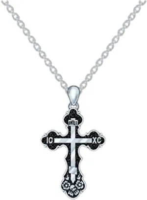 Real Sterling Silver IC XC NIKA Cross Necklace for Women, s925 Silver Retro Eastern Orthodox Cross Necklace Christian Religion Jewelry for Confirmation Baptism Ladies Mom, 18 2"