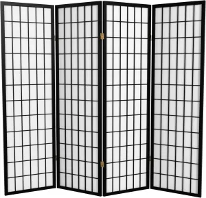 Red Lantern WP60-BLK-4P Folding Screen, 4 Panel, Black