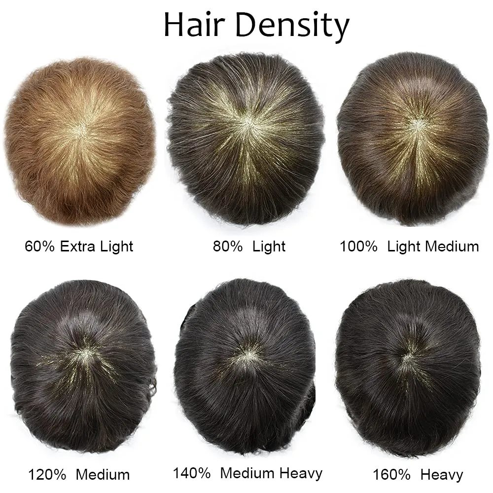 RESHE PU Hair Piece For Men AToupee Remy European Human Hair Transparent 0.06mm Thin Skin Toupee For Men Hair Replacement Systems Mens Hairpiece 8x10#1710#17 DARK ASH BLONDE 10% GREY 100% Density