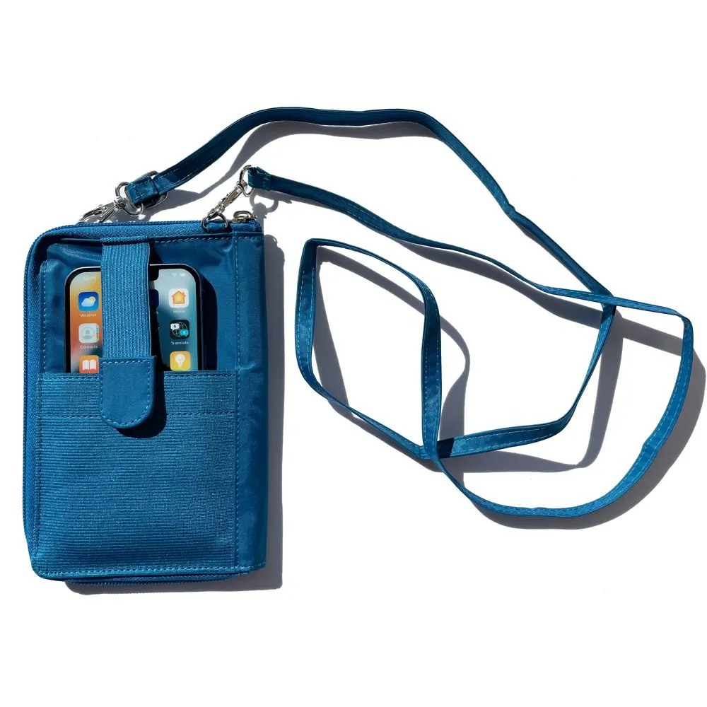 RFID Blocking Cambridge Crossbody Phone Wallet Ocean Blue