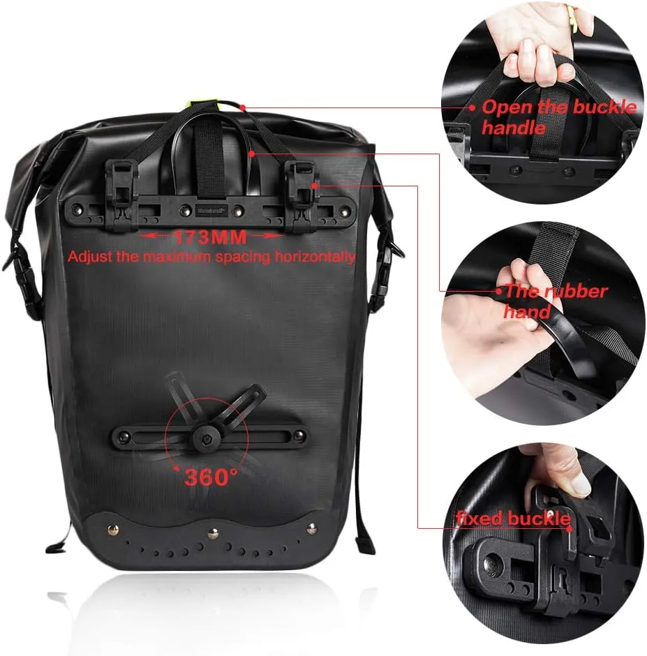 Rhinowalk Bike Bag Waterproof Bike Pannier Bag 27L,(for Bicycle Cargo Rack Saddle Bag Shoulder Bag Laptop Pannier Rack Bicycle Bag Professional Cycling Accessories)