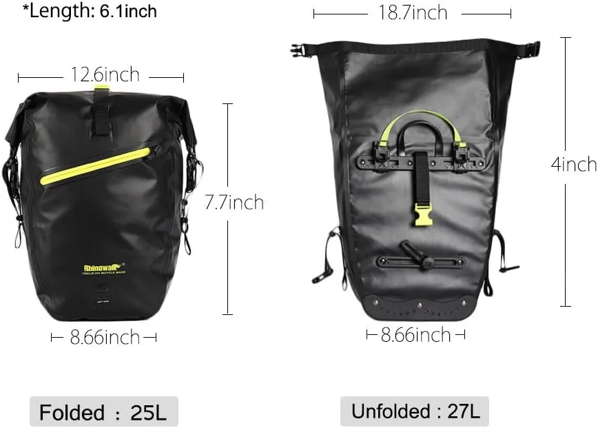 Rhinowalk Bike Bag Waterproof Bike Pannier Bag 27L,(for Bicycle Cargo Rack Saddle Bag Shoulder Bag Laptop Pannier Rack Bicycle Bag Professional Cycling Accessories)