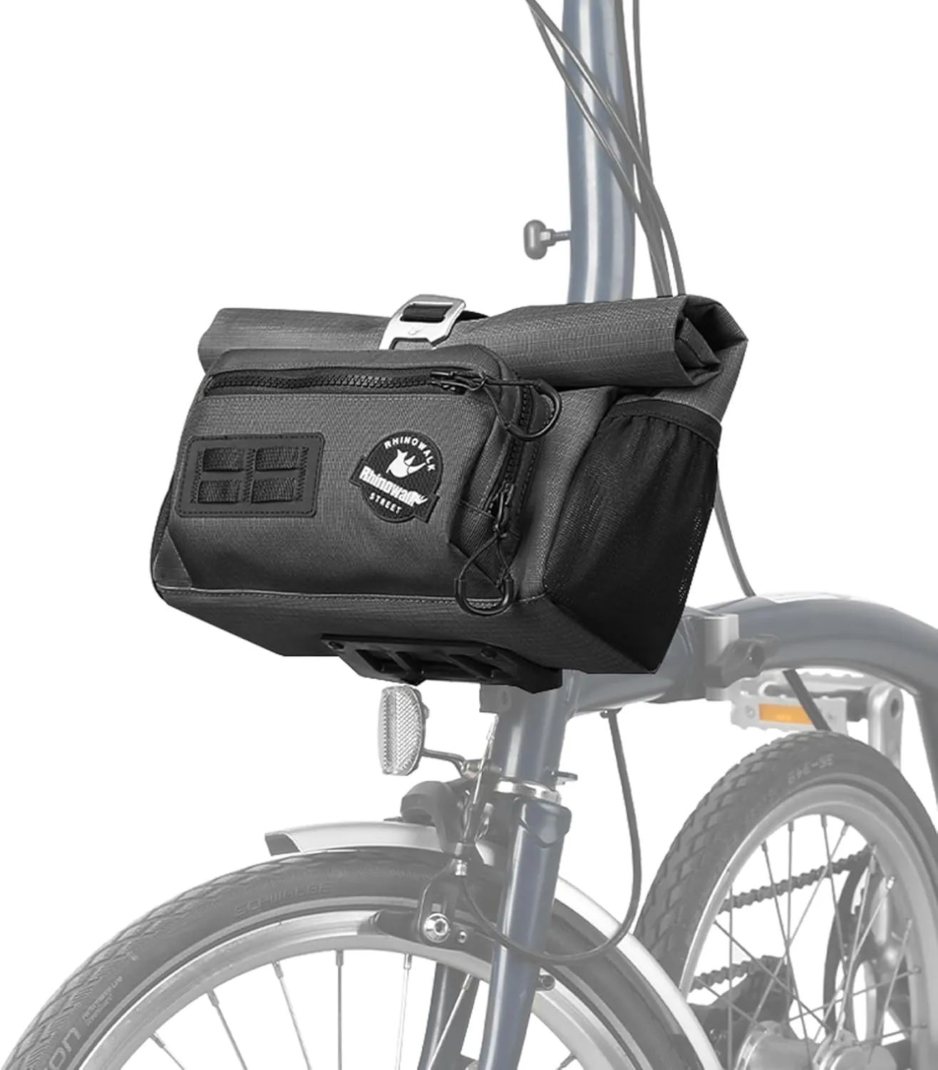 Rhinowalk Bike Handlebar Bag for Brompton Folding Bike Quick Release Bicycle Front Bag with Shoulder Strap Rain Cover for Urban Cycling