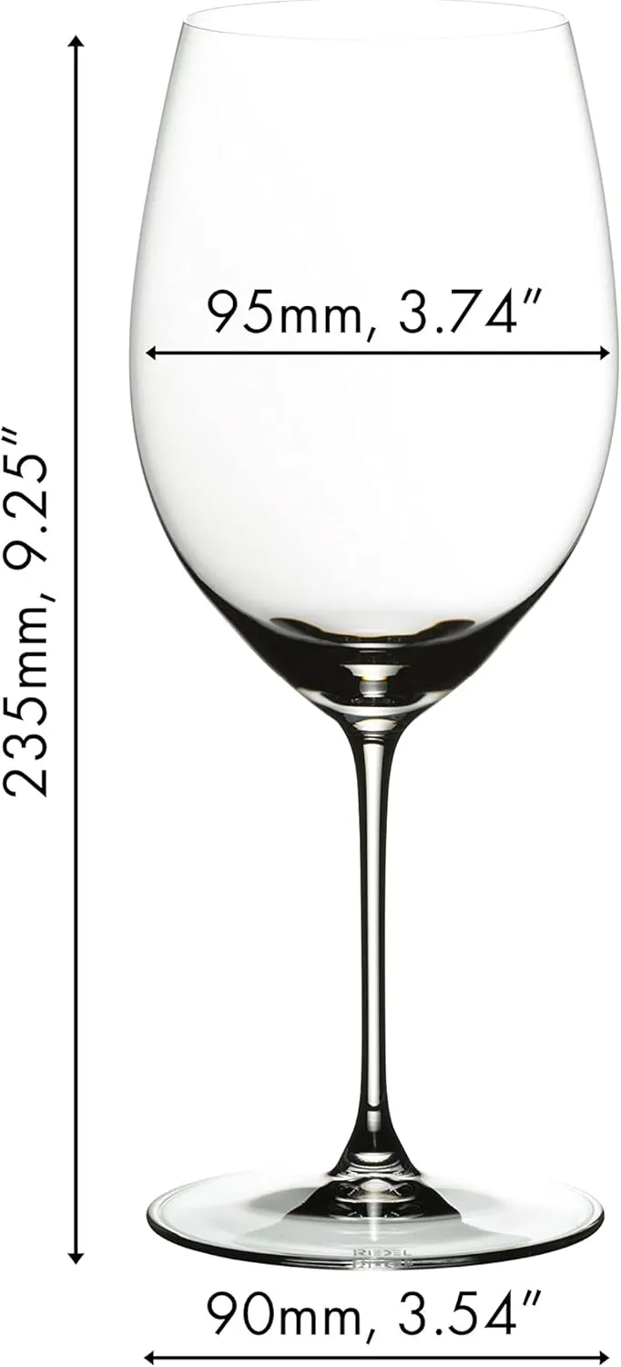 Riedel Personalized Veritas Cabernet/Merlot Wine Glasses, Set of 2 Custom Engraved 22.046 Crystal Wine Glasses for Bordeaux, Cabernet, St. Emilion and More
