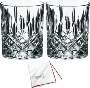 Riedel Whisky Spey Tumbler (4-pack) with Large Microfiber Polishing Cloth Bundle (3 Items)