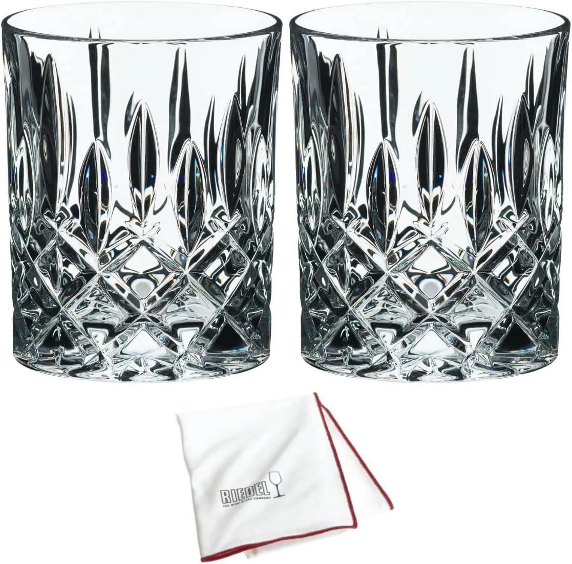 Riedel Whisky Spey Tumbler (4-pack) with Large Microfiber Polishing Cloth Bundle (3 Items)