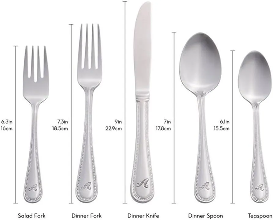 RiverRidge Beaded Flatware Set - 46-Piece Silverware, 18/0 Stainless Steel Utensils Set for Daily Use & Special Occasions - Dishwasher Safe, Versatile Design