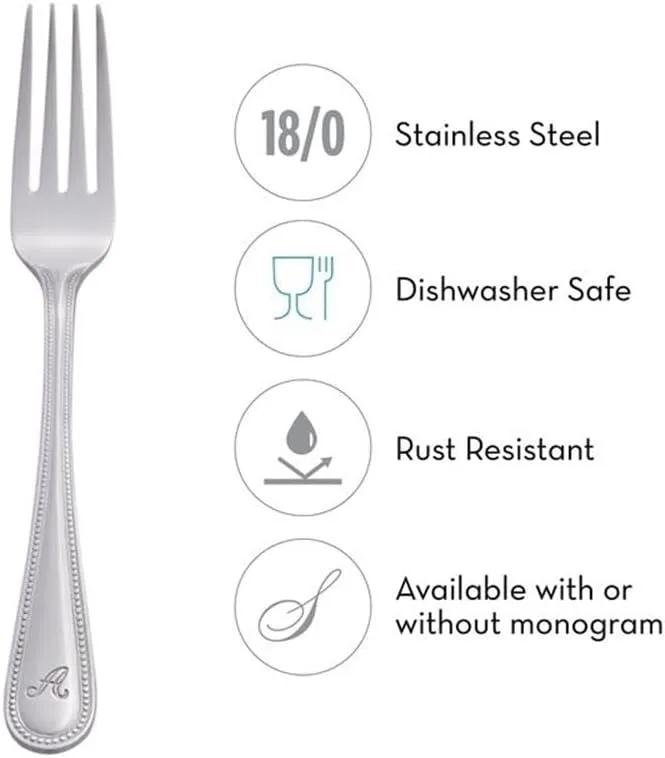 RiverRidge Beaded Flatware Set - 46-Piece Silverware, 18/0 Stainless Steel Utensils Set for Daily Use & Special Occasions - Dishwasher Safe, Versatile Design