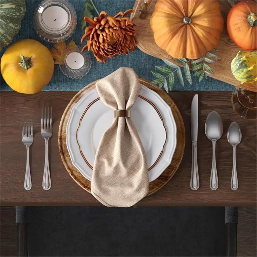 RiverRidge Beaded Flatware Set - 46-Piece Silverware, 18/0 Stainless Steel Utensils Set for Daily Use & Special Occasions - Dishwasher Safe, Versatile Design