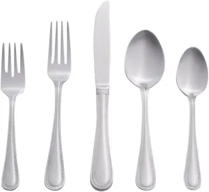 RiverRidge Beaded Flatware Set - 46-Piece Silverware, 18/0 Stainless Steel Utensils Set for Daily Use & Special Occasions - Dishwasher Safe, Versatile Design