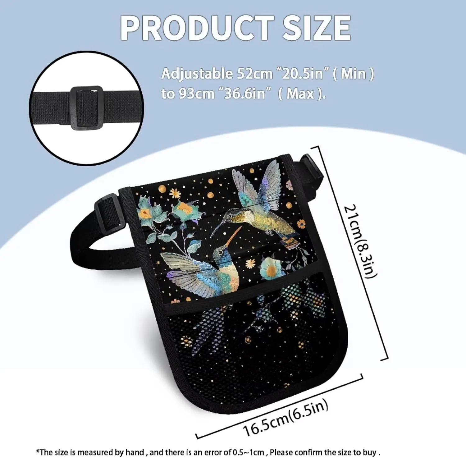 Rnyleeg Nurse Fanny Pack,Multi Compartment Nursing Fanny Pack with Gear Pocket,Utility Waist Bag for Work Supplies,Floral Hummingbird Print