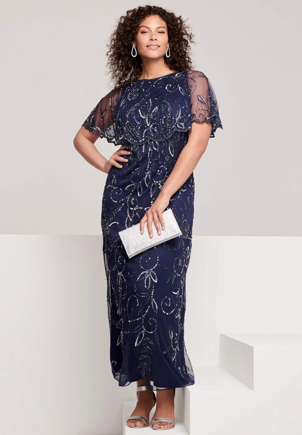 Roaman's Women's Plus Size Beaded Glam Maxi Dress