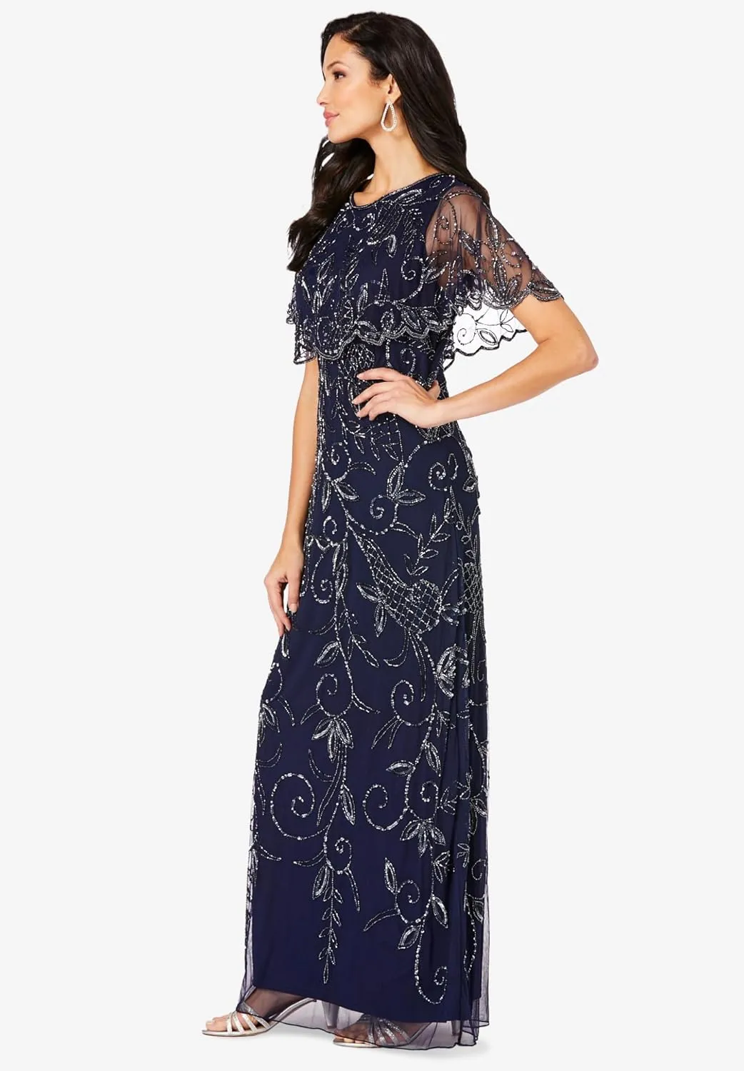 Roaman's Women's Plus Size Beaded Glam Maxi Dress