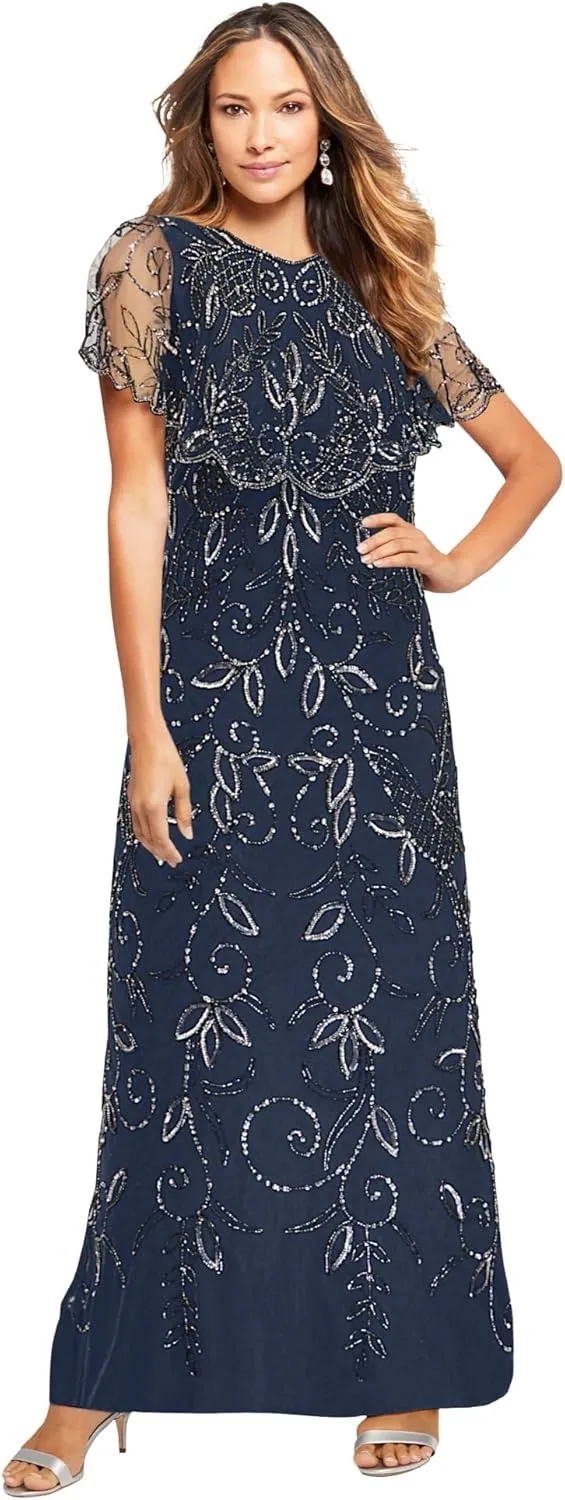 Roaman's Women's Plus Size Beaded Glam Maxi Dress