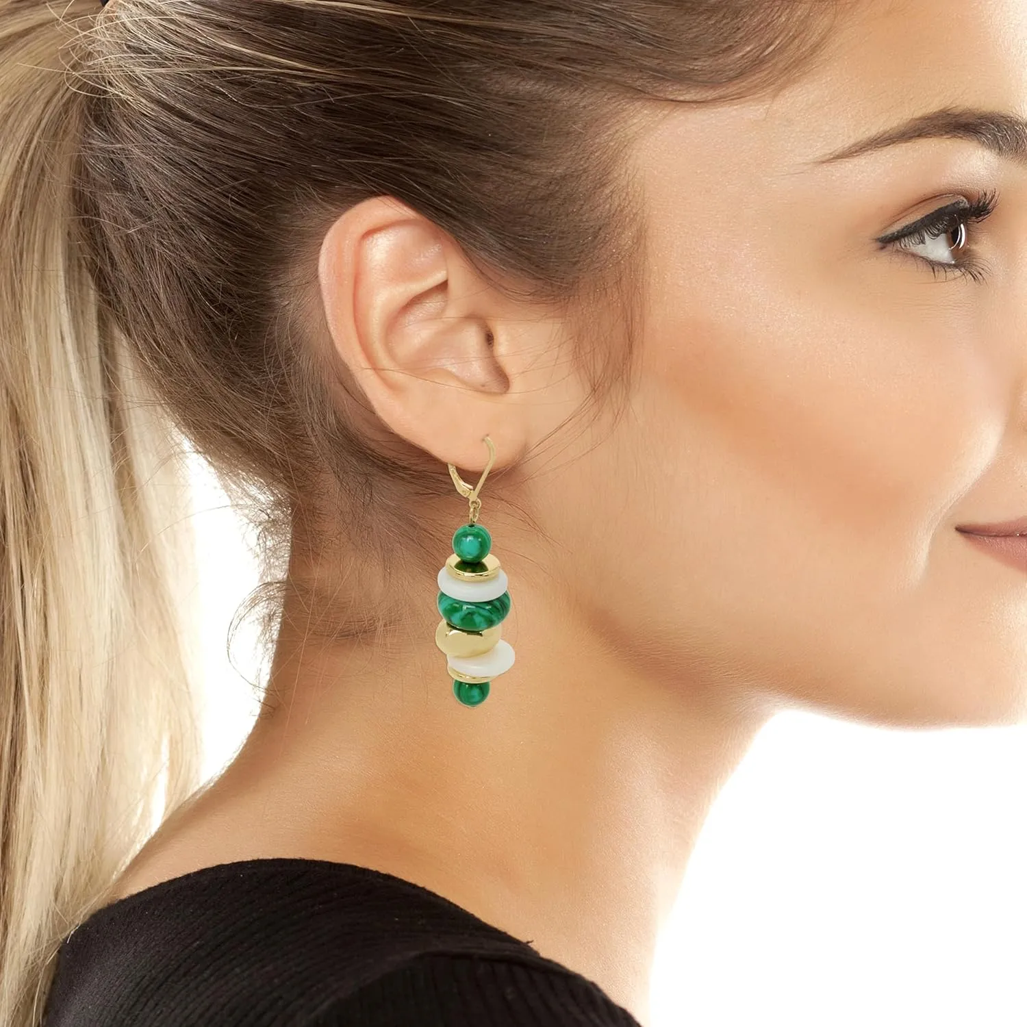 Robert Lee Morris Womens Mixed Beaded Dangle Earrings