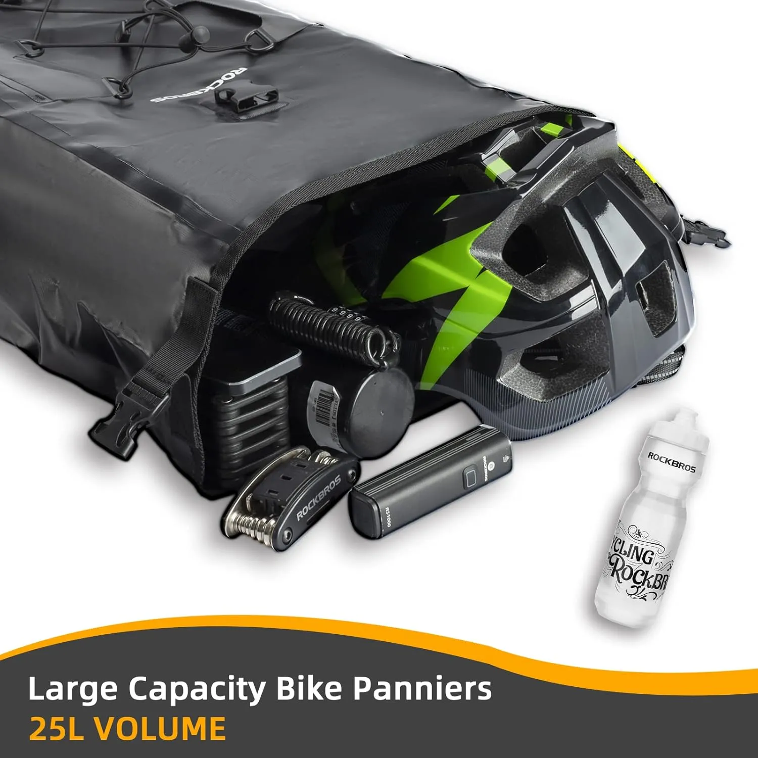ROCKBROS Bike Panniers Waterproof Rear Rack Bag Max 30L Large Capacity for Cycling Traveling Commuting