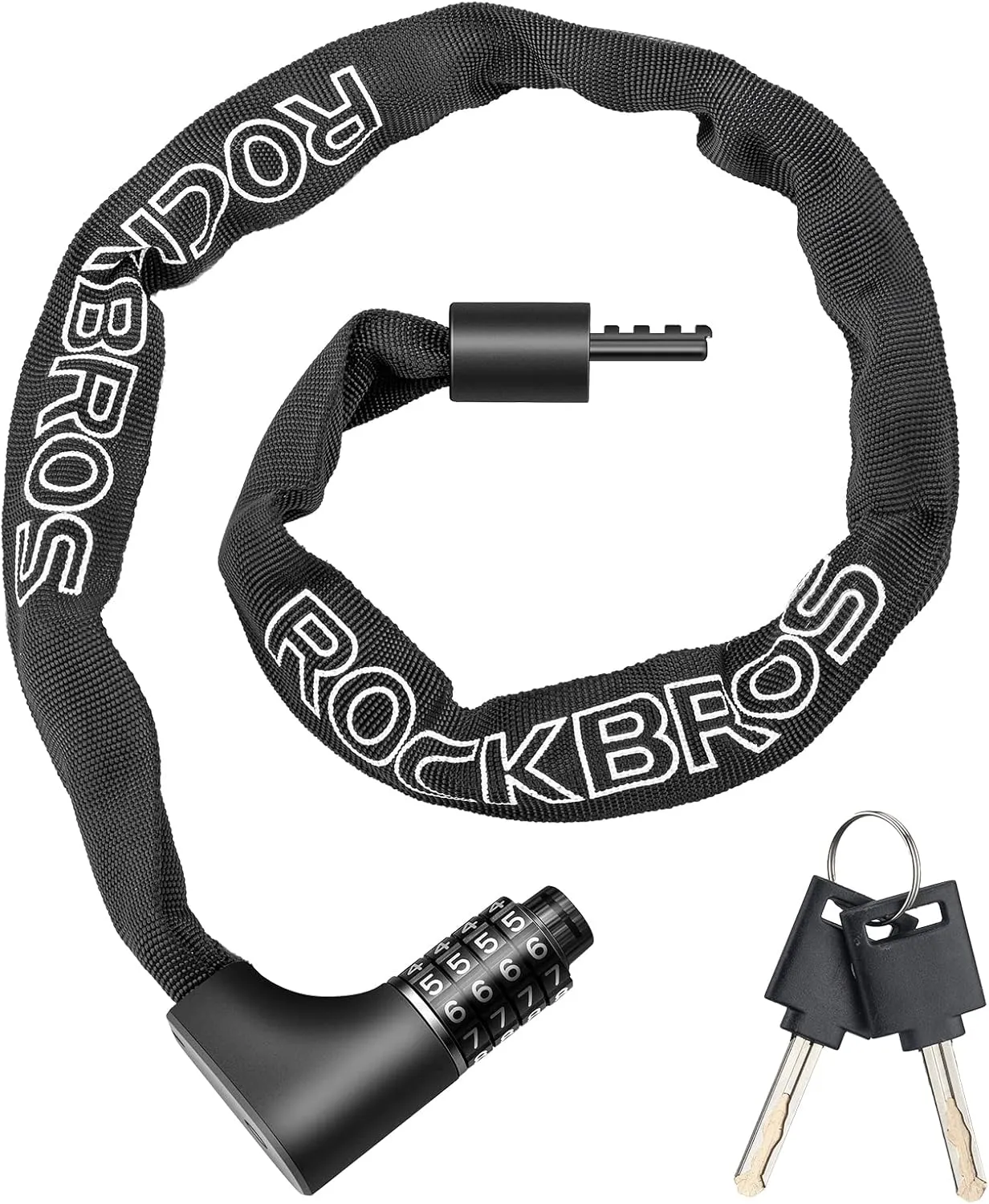 ROCKBROS Heavy Duty Anti-Theft Bike Lock - 3.2FT Security Bicycle Chain Lock with Resettable Combination and 2 Keys for Bikes, Motorcycle, Door, Gate, Fence, Grill