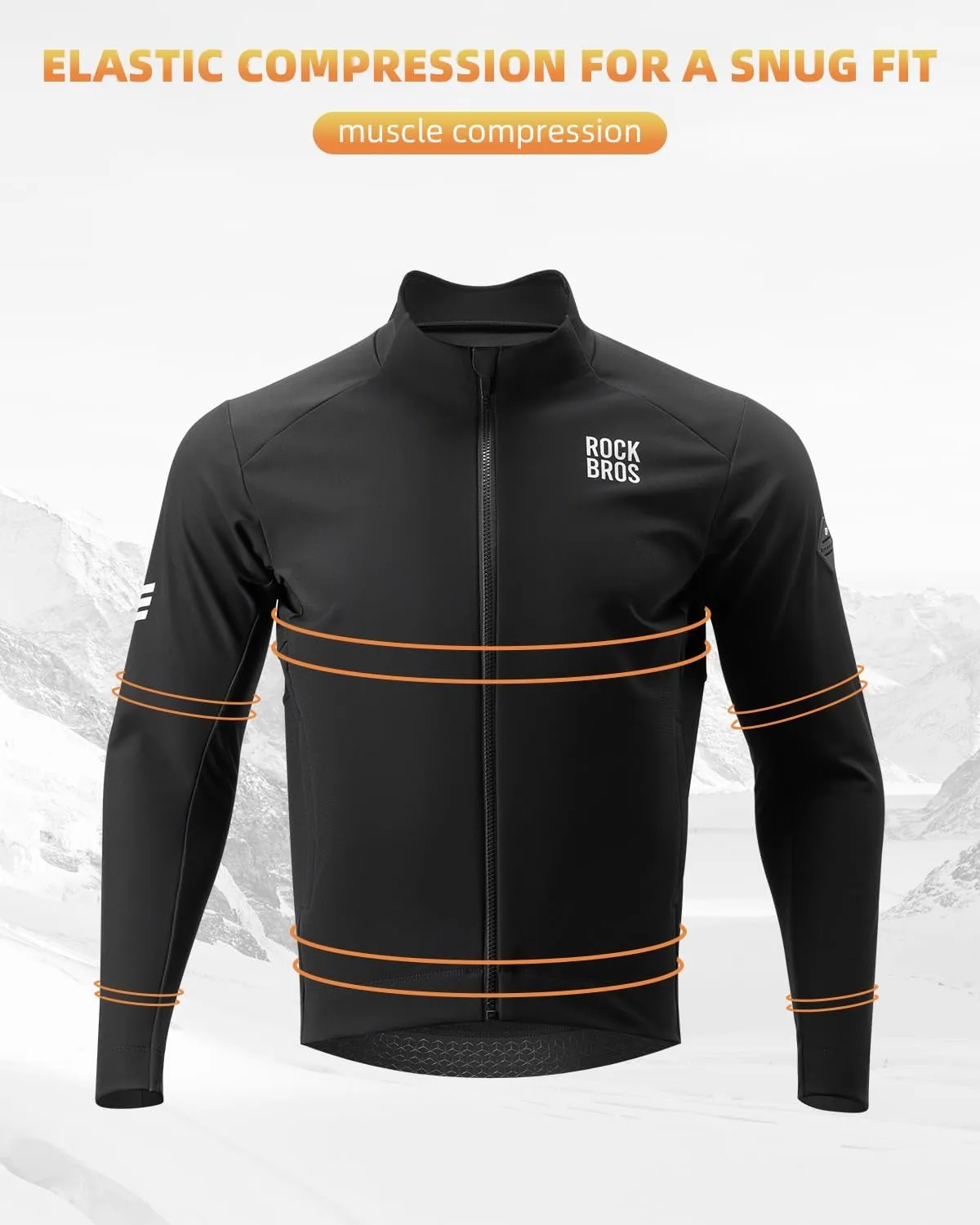 ROCKBROS Winter Cycling Jacket for Men Windbreaker Long Sleeve Bike Jacket Thermal Running Jacket for Cold Weather