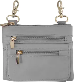 Roma Leathers Motorcyclist Fanny Pack - Four Main Compartments, Shoulder Strap - Gray