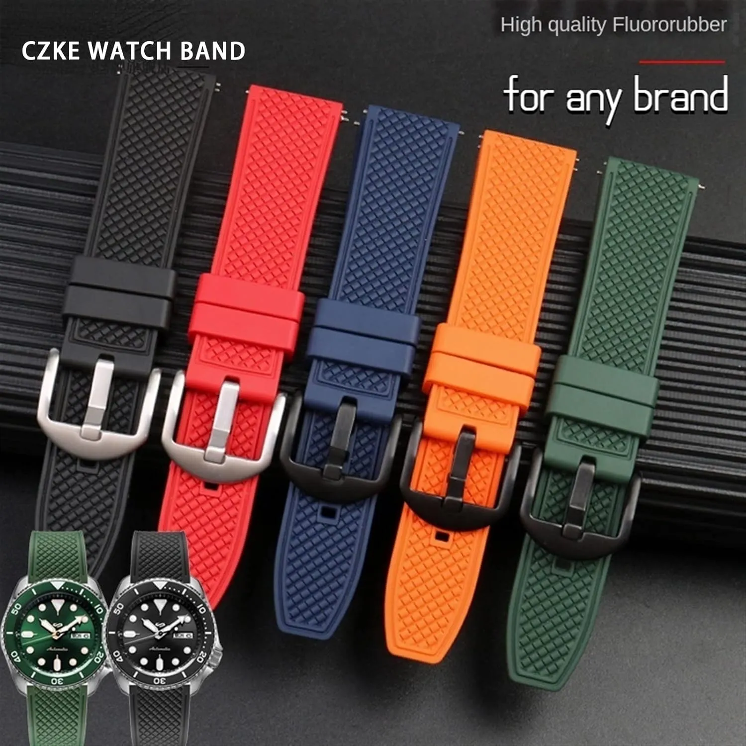 Rubber WatchBand 20m 22mm Quick Release Watch Replacement Strap Men WatchBands