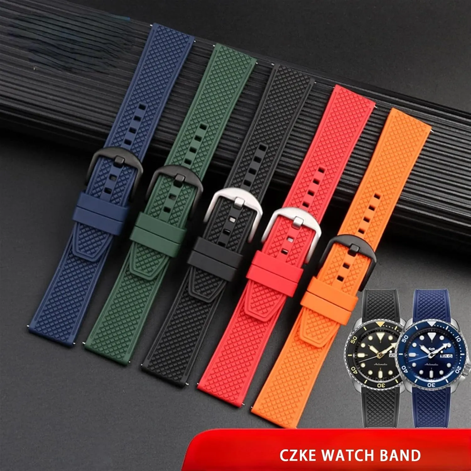 Rubber WatchBand 20m 22mm Quick Release Watch Replacement Strap Men WatchBands