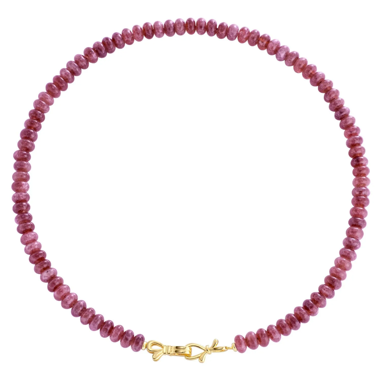 Ruby Gemstone Beaded Choker Necklace for Women 14K Gold Bow Birthstone Beads Chokers