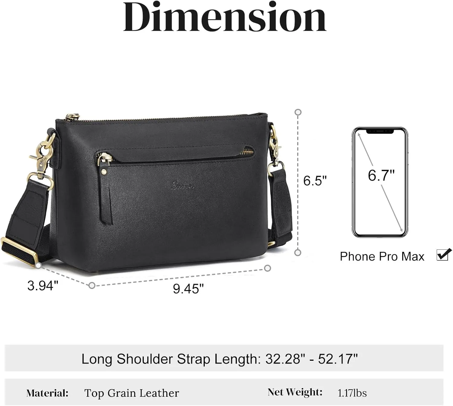 S-ZONE Crossbody Bags for Women Trendy Genuine Leather Small Shoulder Bag Purses with Wide Strap