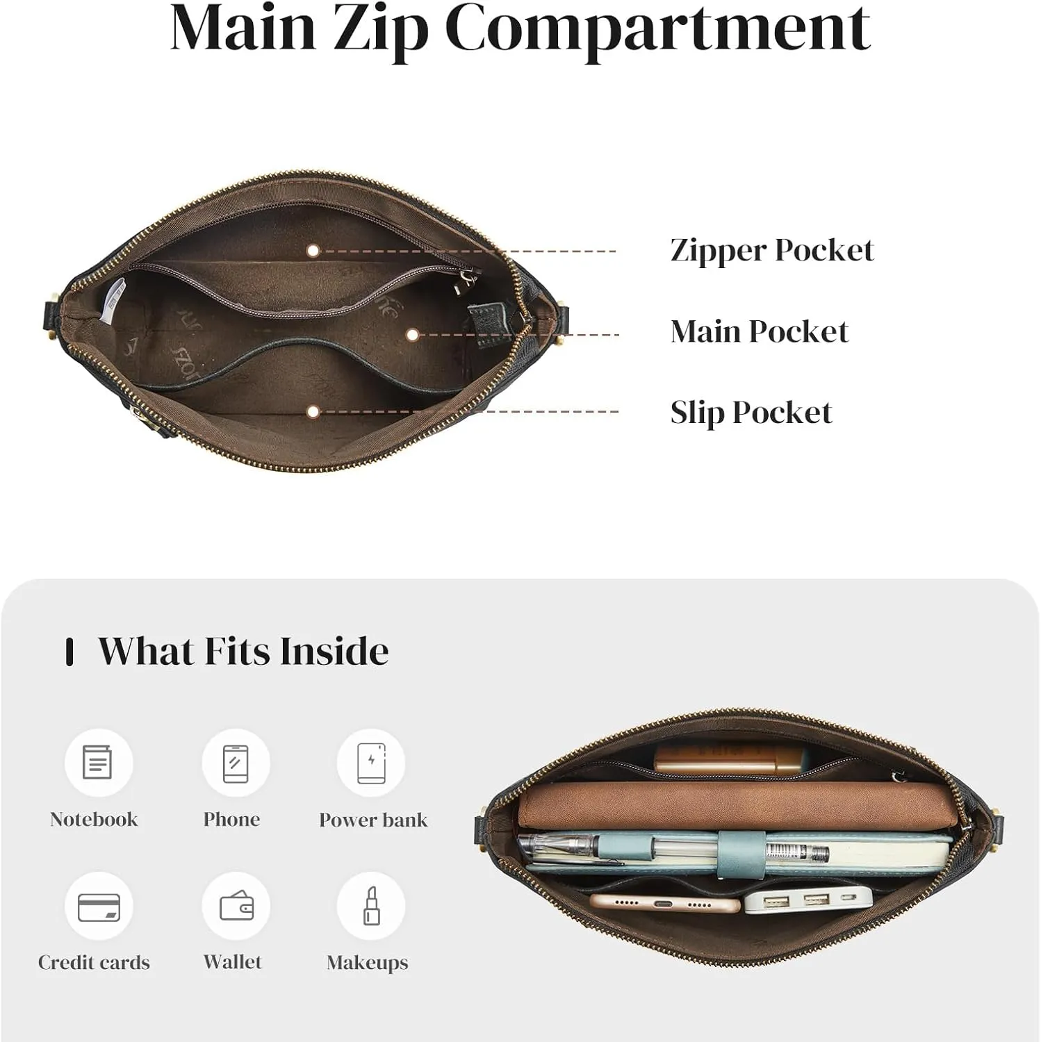 S-ZONE Crossbody Bags for Women Trendy Genuine Leather Small Shoulder Bag Purses with Wide Strap