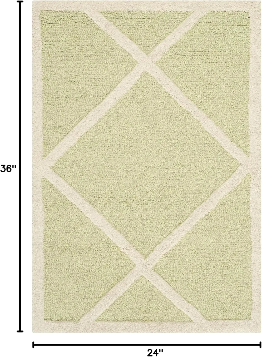 SAFAVIEH Cambridge Collection 2' x 3' Light Green / Ivory CAM136B Handmade Moroccan Trellis Premium Wool Accent Rug