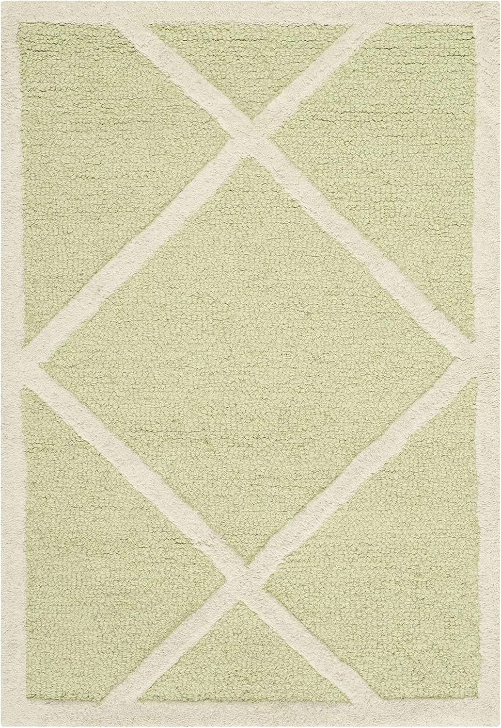 SAFAVIEH Cambridge Collection 2' x 3' Light Green / Ivory CAM136B Handmade Moroccan Trellis Premium Wool Accent Rug