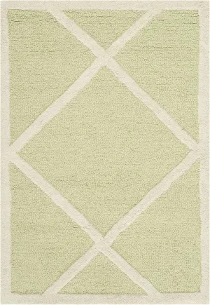 SAFAVIEH Cambridge Collection 2' x 3' Light Green / Ivory CAM136B Handmade Moroccan Trellis Premium Wool Accent Rug
