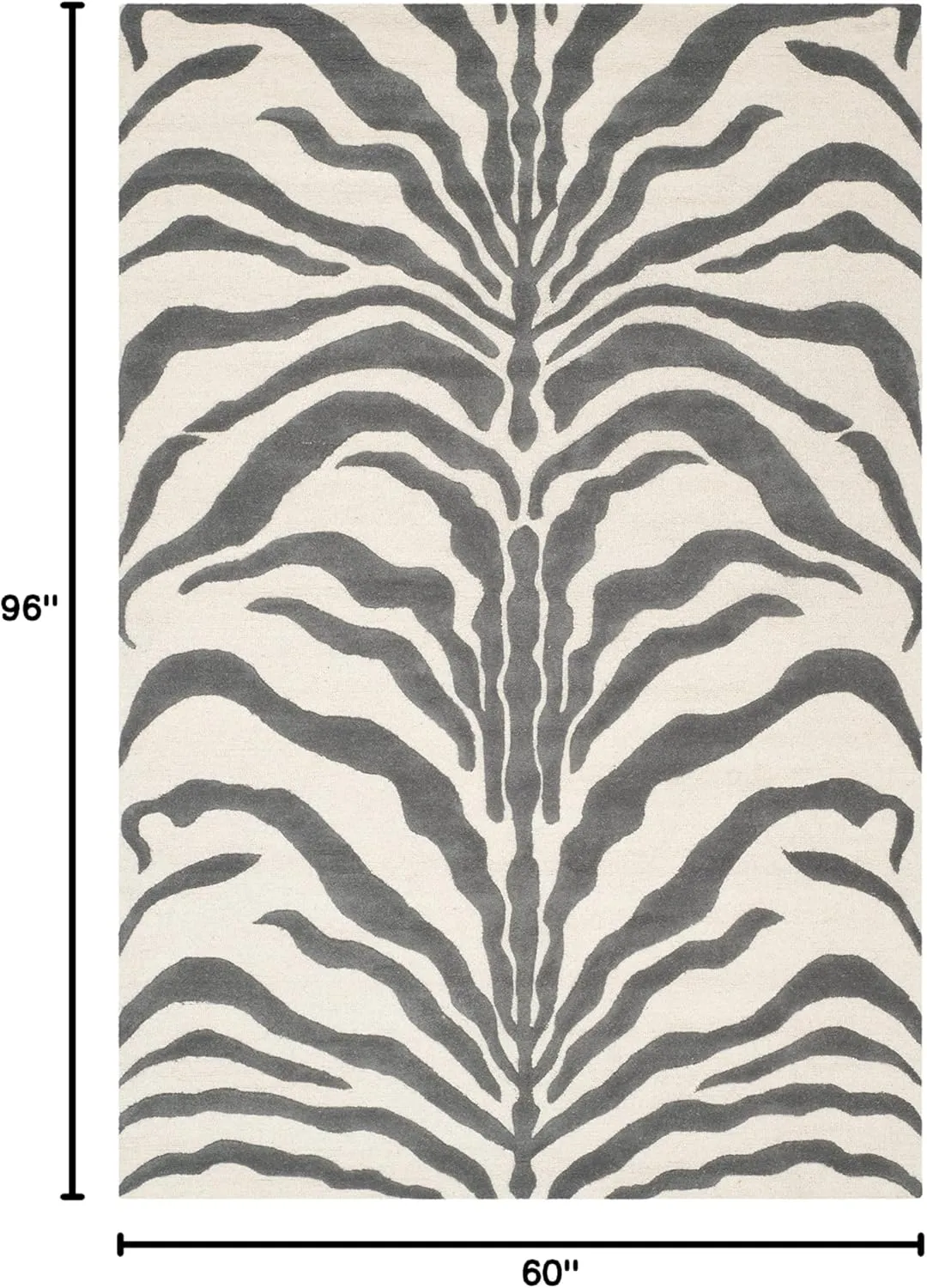 SAFAVIEH Cambridge Collection Area Rug - 5' x 8', Ivory & Dark Grey, Handmade Animal Print Wool, Ideal for High Traffic Areas in Living Room, Bedroom (CAM709A)