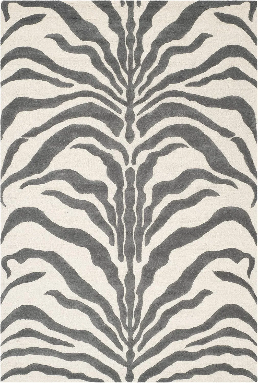 SAFAVIEH Cambridge Collection Area Rug - 5' x 8', Ivory & Dark Grey, Handmade Animal Print Wool, Ideal for High Traffic Areas in Living Room, Bedroom (CAM709A)