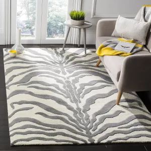 SAFAVIEH Cambridge Collection Area Rug - 5' x 8', Ivory & Dark Grey, Handmade Animal Print Wool, Ideal for High Traffic Areas in Living Room, Bedroom (CAM709A)