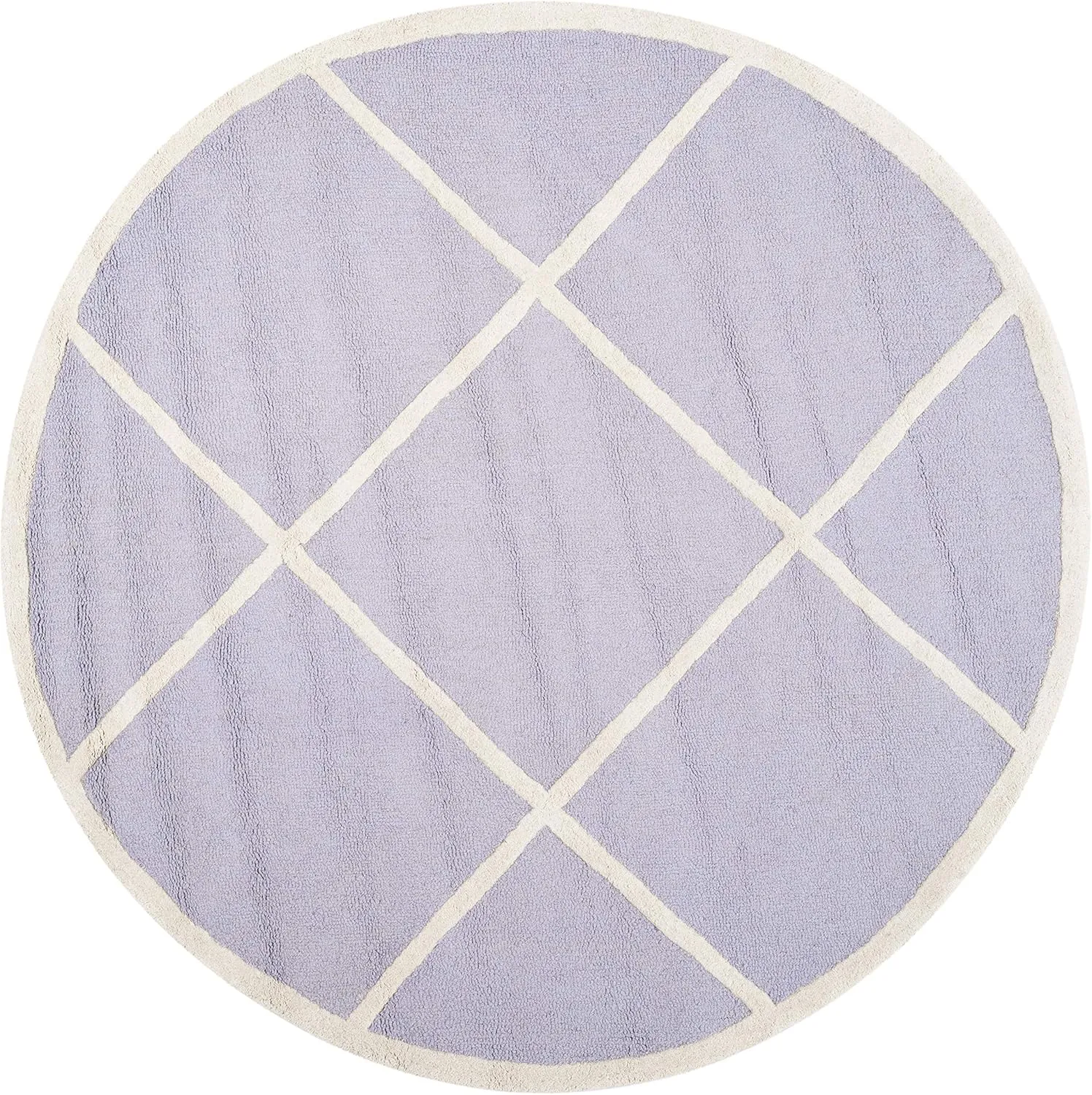 SAFAVIEH Cambridge Collection Area Rug - 6' Round, Lavender & Ivory, Handmade Moroccan Trellis Wool, Ideal for High Traffic Areas in Living Room, Bedroom (CAM136C)