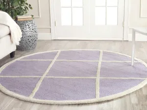 SAFAVIEH Cambridge Collection Area Rug - 6' Round, Lavender & Ivory, Handmade Moroccan Trellis Wool, Ideal for High Traffic Areas in Living Room, Bedroom (CAM136C)