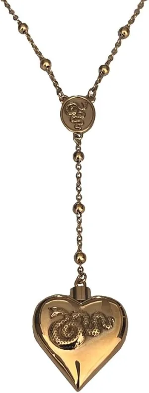 Saint Lana Del Rey LDR Style Stash Necklace/Rosary Chain/Hollow Pendent/Heart Shaped With Snakes and Spoon