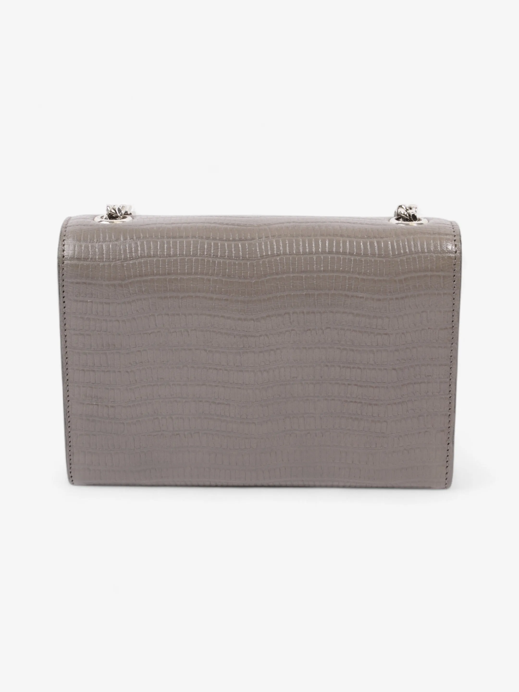 Saint Laurent Kate Tassel Grey Embossed Leather Small