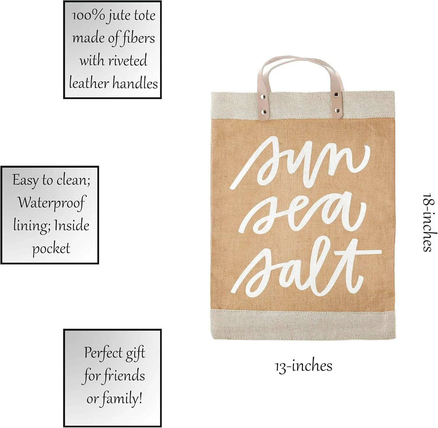 Santa Barbara Design Studio Hold Everything Waterproof Jute Tote Bag, Large, Sun Sea Salt
