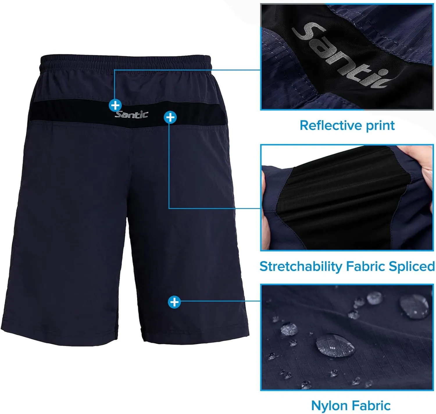 Santic Men's 3D Padded Mountain Bike Shorts Lightweight Cycling MTB Shorts