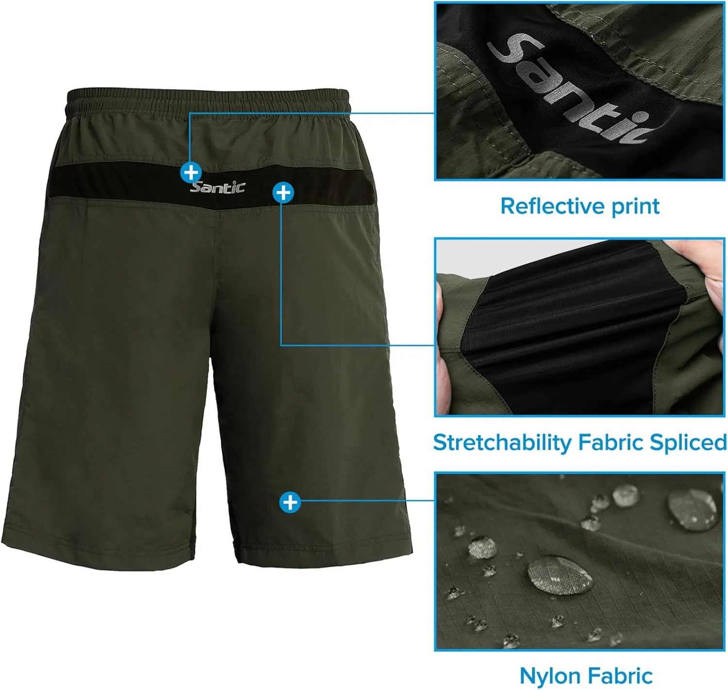 Santic Men's 3D Padded Mountain Bike Shorts Lightweight Cycling MTB Shorts