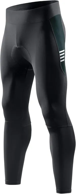 Santic Men's Bike Pants Long 4D Padded Cycling Tights Leggings Outdoor Riding Pants with Zipper Pockets