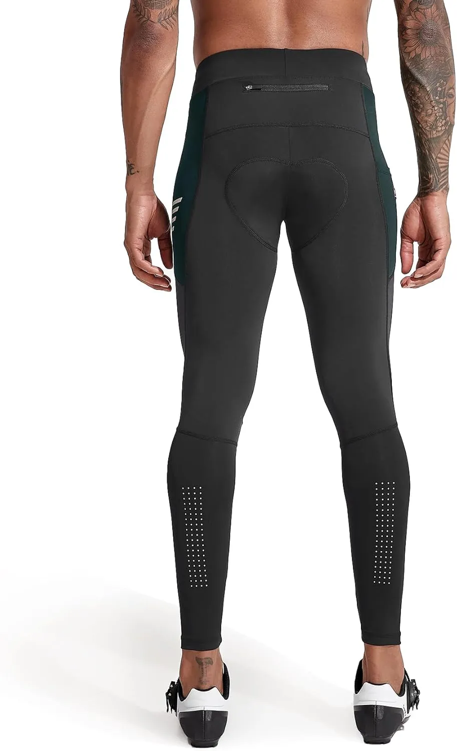Santic Men's Bike Pants Long 4D Padded Cycling Tights Leggings Outdoor Riding Pants with Zipper Pockets