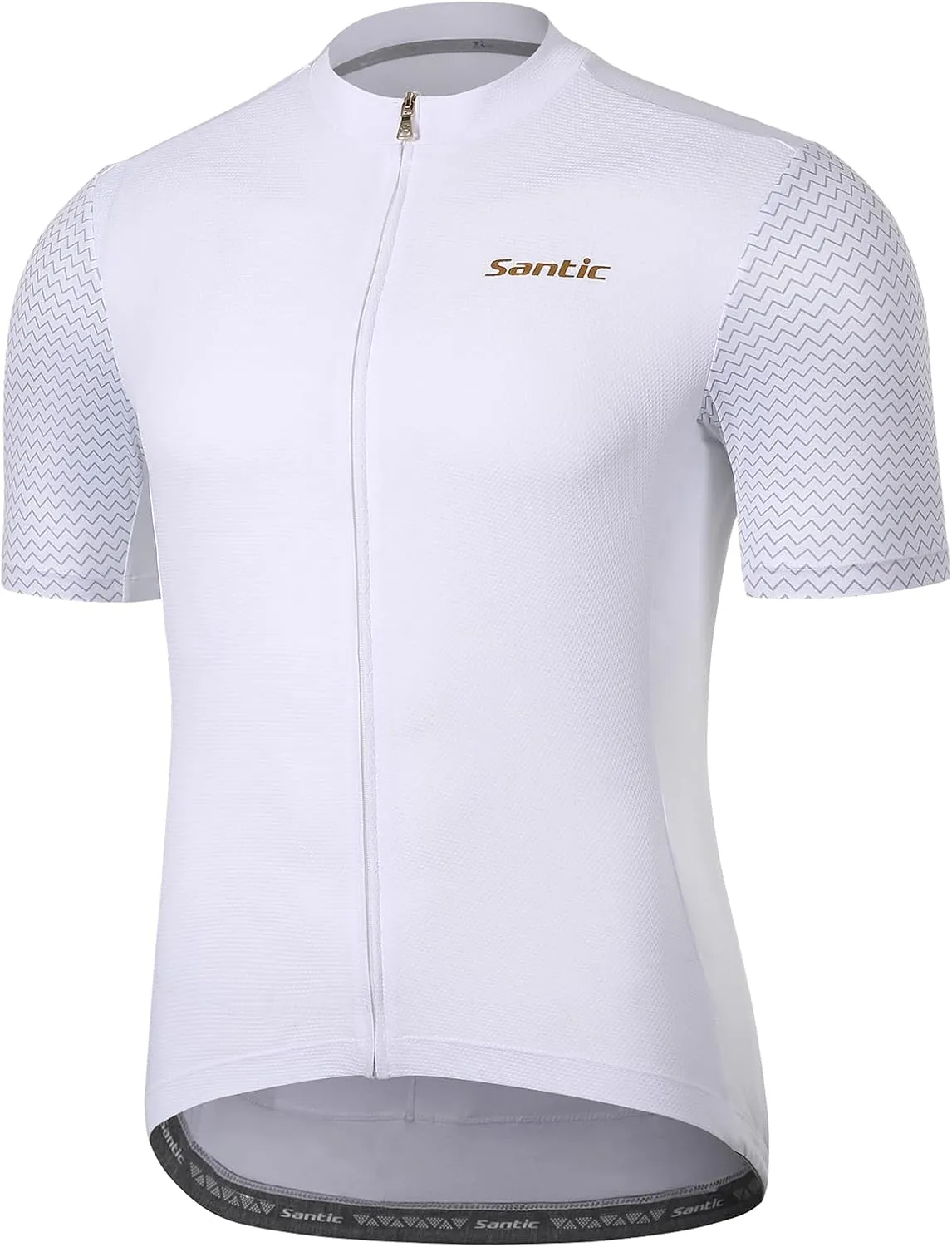 Santic Men's Cycling Jersey Short Sleeve Tops Pro Road Bike Shirt Full Zipper UPF 50  MTB Jersey with Pockets